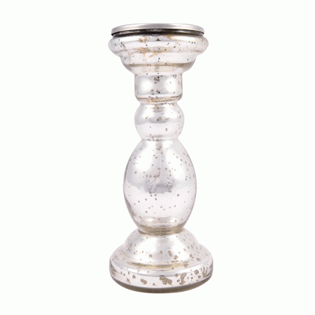 Silver Glass Pillar Candle Holder