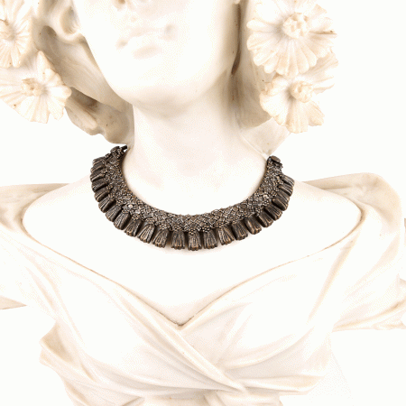 Metal Alloy Choker With Oxidised Silver Finish