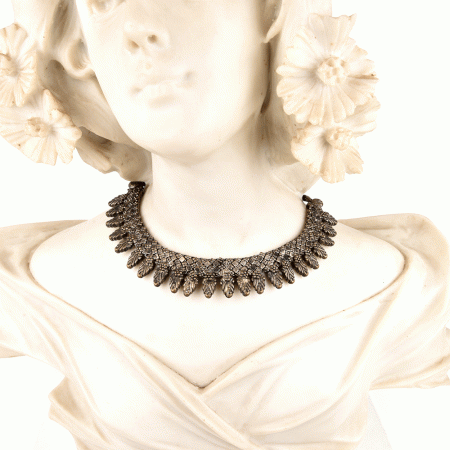 Silver Oxidized Indian Tribal Choker Necklace