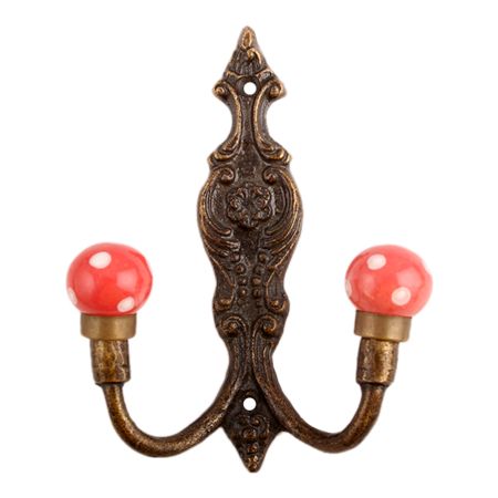 Red White Dot Ceramic Iron Hooks
