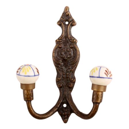 Brown and Yellow Leaf Ceramic Iron Hooks