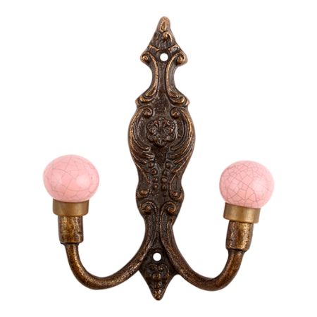Pink Crackle Ceramic Iron Hooks