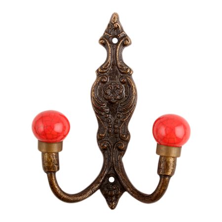 Red Crackle Ceramic Iron Hooks