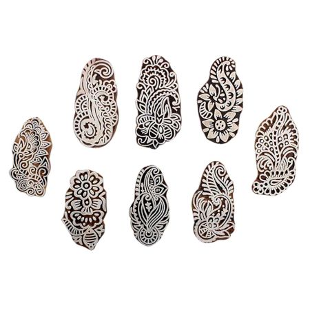Set of 8 Piece New Mix Wooden Printing Block
