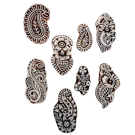 Set of 8 Piece New Mix Wooden Printing Block
