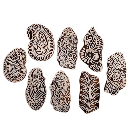 Set of 8 Piece New Mix Wooden Printing Block