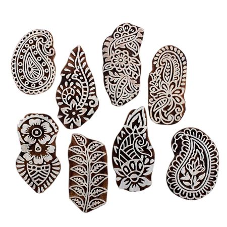 Set of 8 Piece New Mix Wooden Printing Block