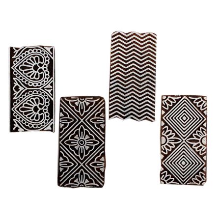 Set of 4 Piece New Mix Wooden Printing Block