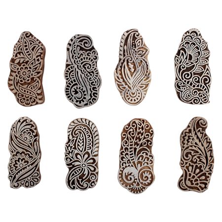 Set of 8 Piece New Mix Wooden Printing Block