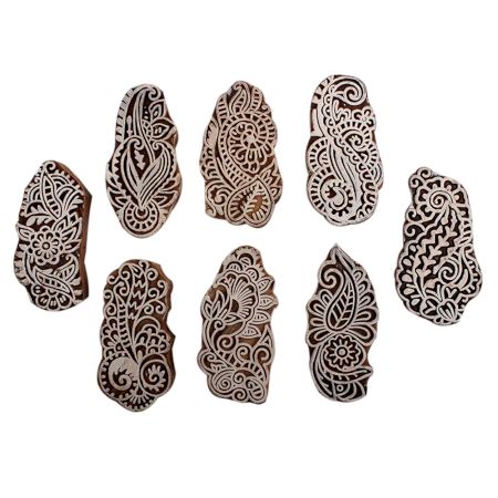 Set of 8 Piece New Mix Wooden Printing Block