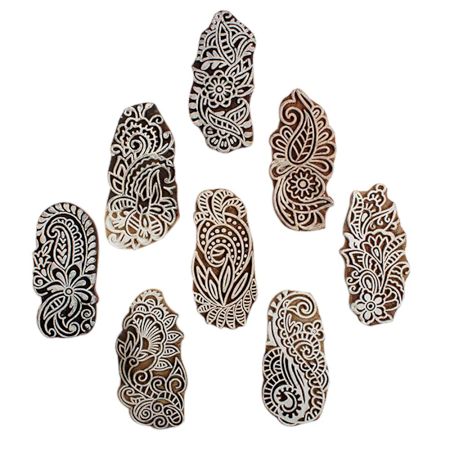 Set of 8 Piece New Mix Wooden Printing Block