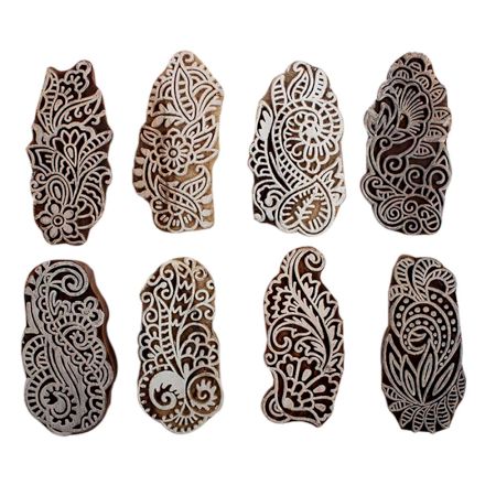 Set of 8 Piece New Mix Wooden Printing Block