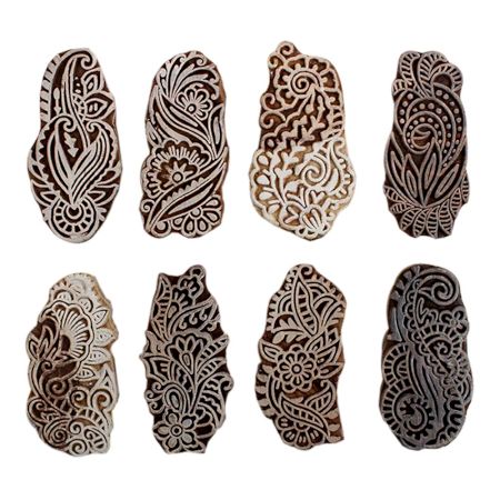 Set of 8 Piece New Mix Wooden Printing Block