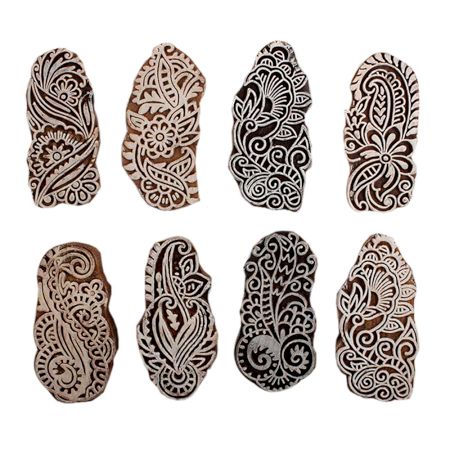 Set of 8 Piece New Mix Wooden Printing Block