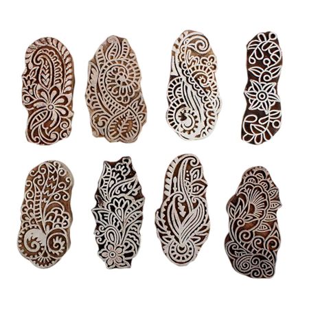 Set of 8 Piece New Mix Wooden Printing Block