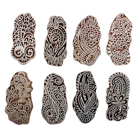Set of 8 Piece New Mix Wooden Printing Block