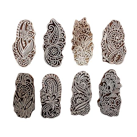 Set of 8 Piece New Mix Wooden Printing Block