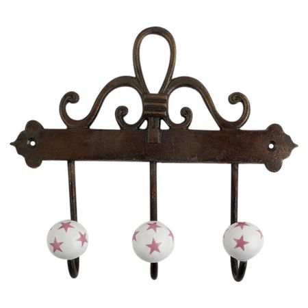 Dark Pink Star Ceramic Iron Hooks