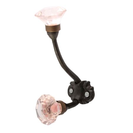 Pink Diamond Glass Cut Iron Hooks