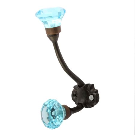 Turquoise Diamond Glass Cut Iron Hooks