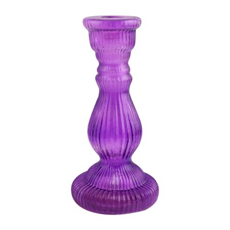 Purple Pillar Glass Candle Holder