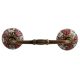 Peach Leaf Ceramic Floral Bridge Cabinet Handle