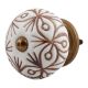 White Brown Floral Etched Knob