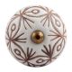 White Brown Floral Etched Knob