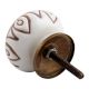 White Brown Floral Etched Knob