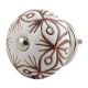 White Brown Floral Etched Knob