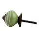 Pea Green Striped Small Ceramic Dresser Knob