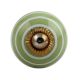 Pea Green Striped Small Ceramic Dresser Knob