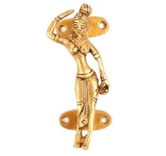 Woman Door Handle Brass Golden Figurine