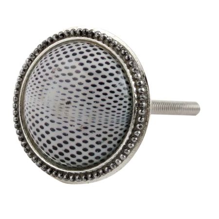 Black White Wheel Floral Metal Dresser Knobs