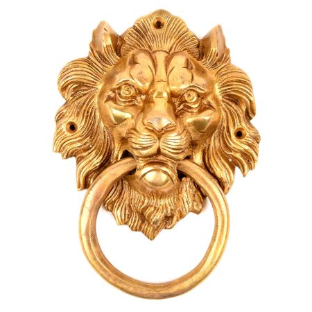 Solid Brass Lion With Ring Door Knocker