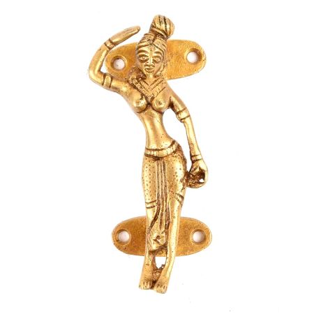 Woman Door Handle Brass Golden Figurine