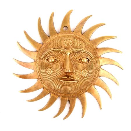 Tribal Surya (Sun) Wall Hanging (Brass Statue)