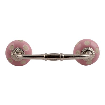 Pink Etched Dot Ceramic Bridge Handle