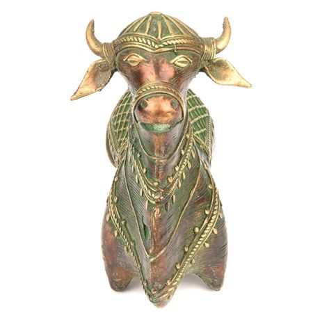 Brass Nandi Bull Sitting Statue