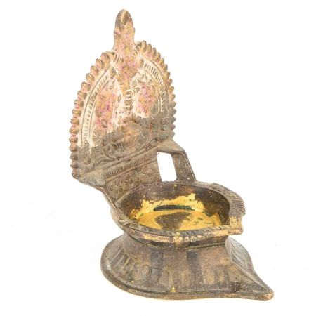 Indian Old Vintage Handmade Unique Brass Oil Lamp Goddess Laxmi Diya