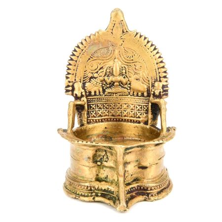 Old Brass Oil Lamp Goddess Laxmi Original Temple Deepak Rich Patina