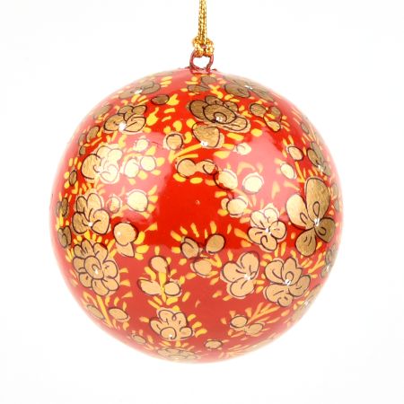 Orange Paper Mache Hanging Balls Christmas Ornaments Handmade Colorful