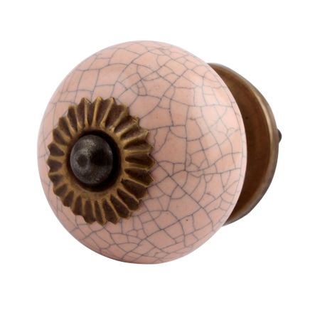 Baby Pink Crackle Ceramic Drawer Knob Online