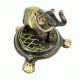 Blackened Bronze Indian Elephant on Turtle Statue