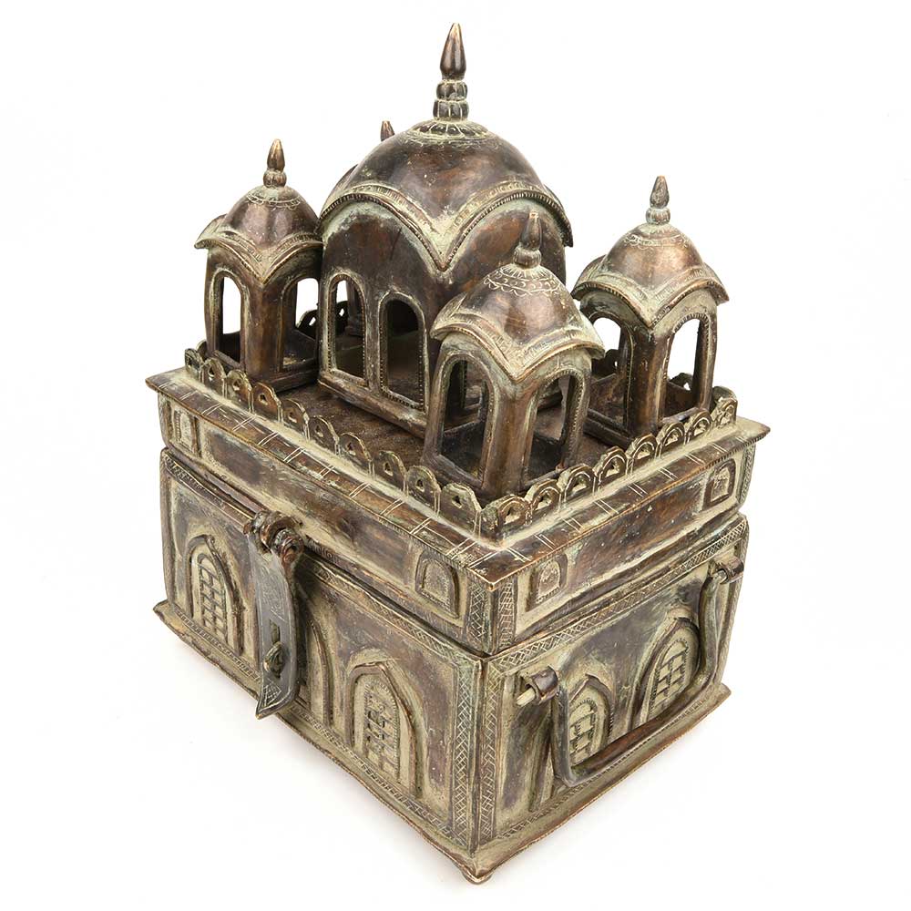Old fort Design in Brass on Vintage (Trunk Up) Box