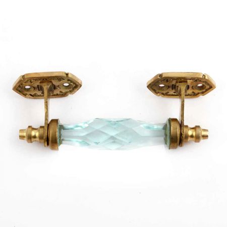 Water Cut Glass Golden Small Door Handles