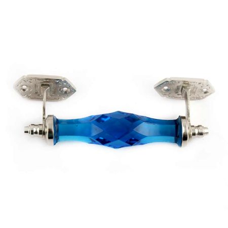 Royal Blue Cut Glass Silver Big Door Handles
