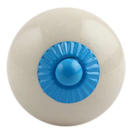 Cream Round Turquoise Fitting Ceramic Knob