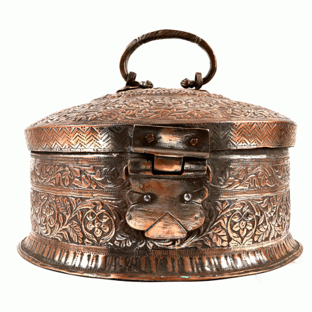 India Vintage Brass Trinket Box Hand Casted