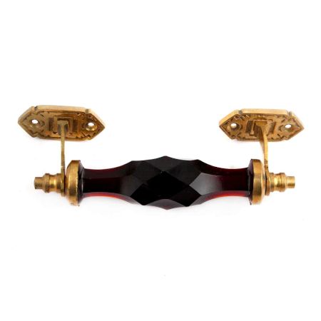 Dark Red Door Glass Cut Handles